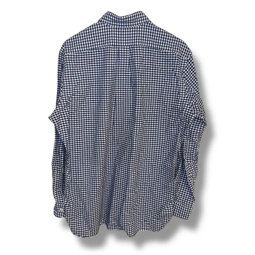 Polo Ralph Lauren Navy Gingham Classic Fit Flesh Pony Oxford Shirt L
